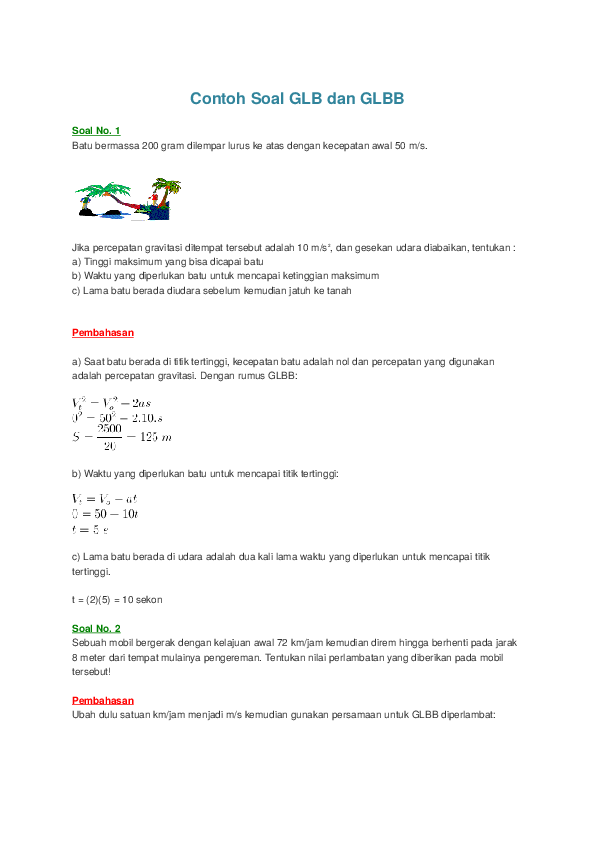 Detail Contoh Soal Glb Dan Glbb Kelas 8 Nomer 18