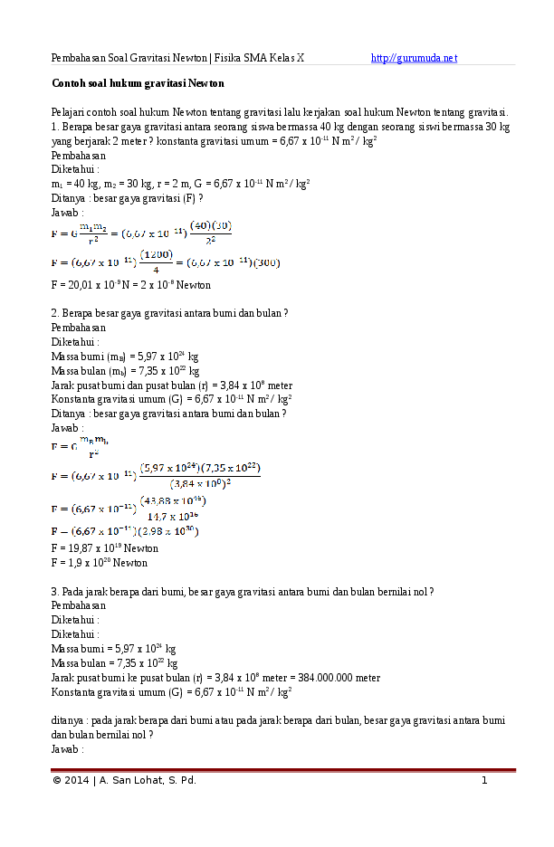 Detail Contoh Soal Gravitasi Newton Nomer 19
