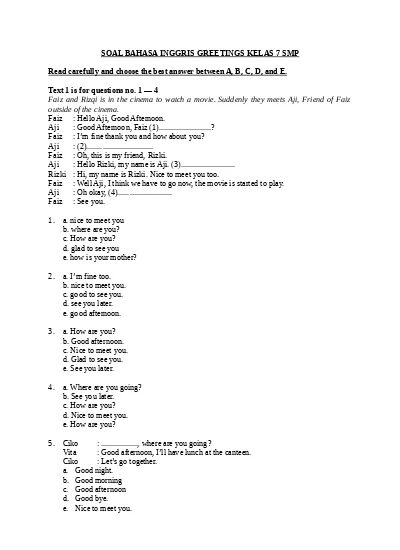 Detail Contoh Soal Greeting Nomer 3