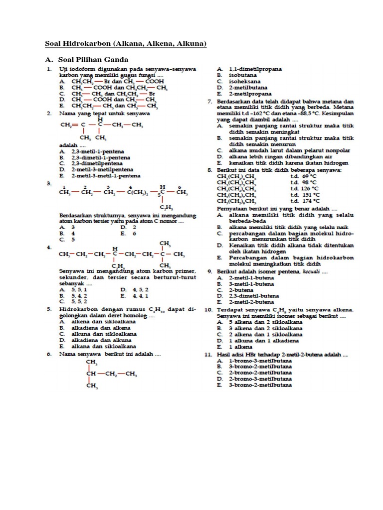 Detail Contoh Soal Hidrokarbon Nomer 30