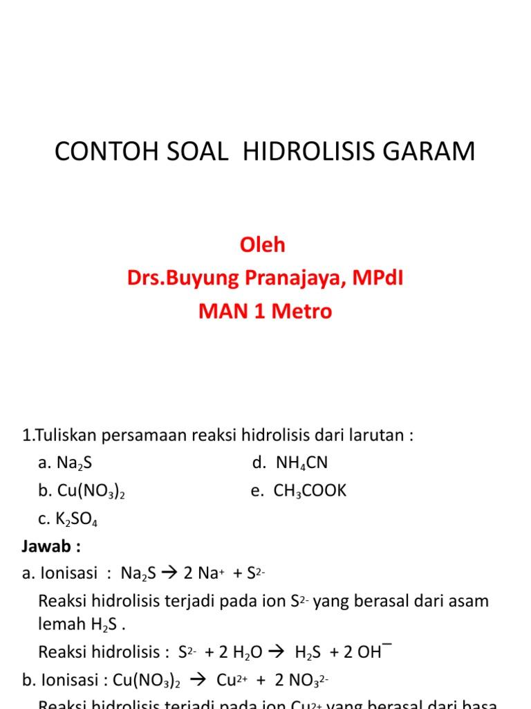 Detail Contoh Soal Hidrolisis Nomer 22