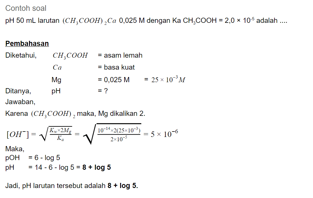 Detail Contoh Soal Hidrolisis Nomer 32