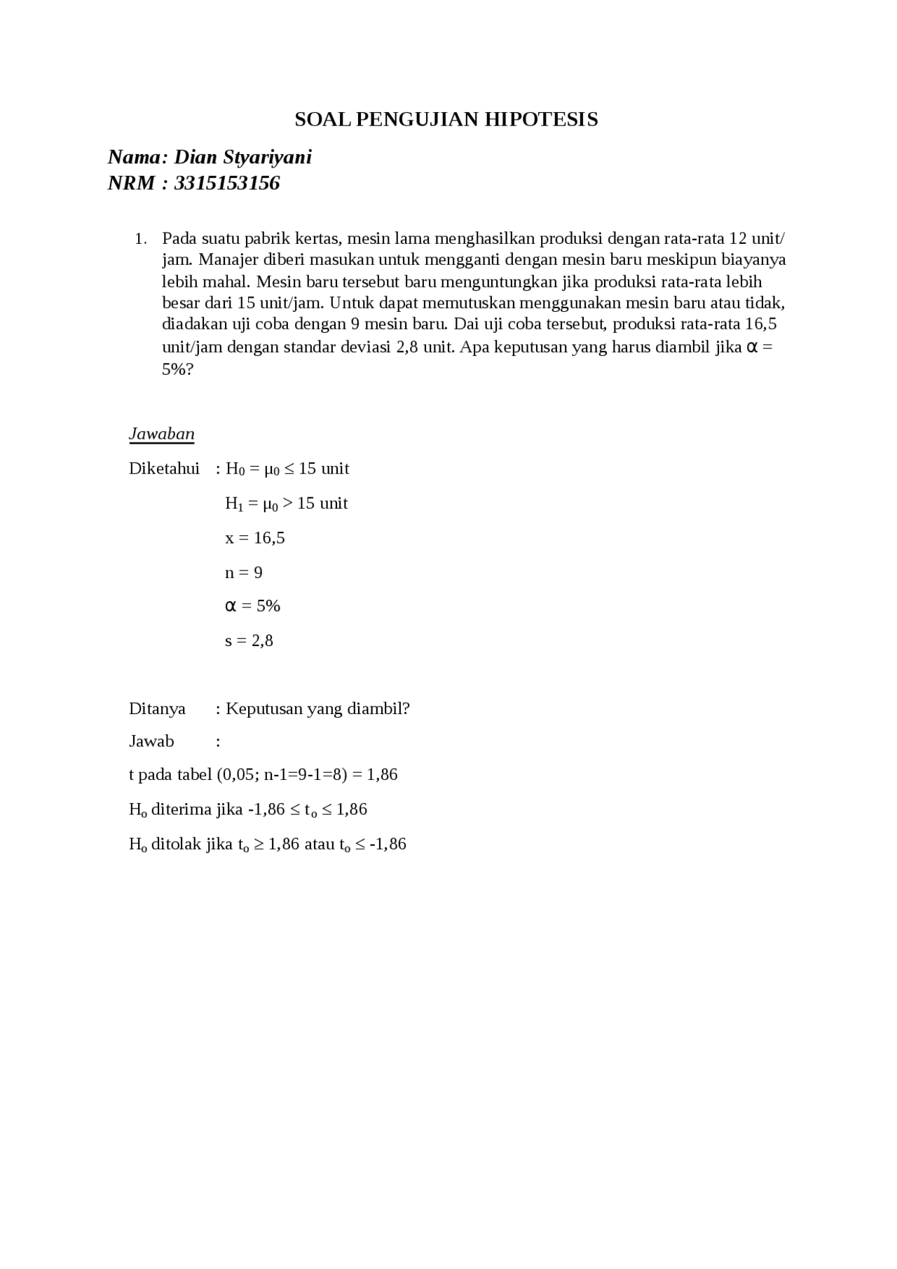 Detail Contoh Soal Hipotesis Nomer 7