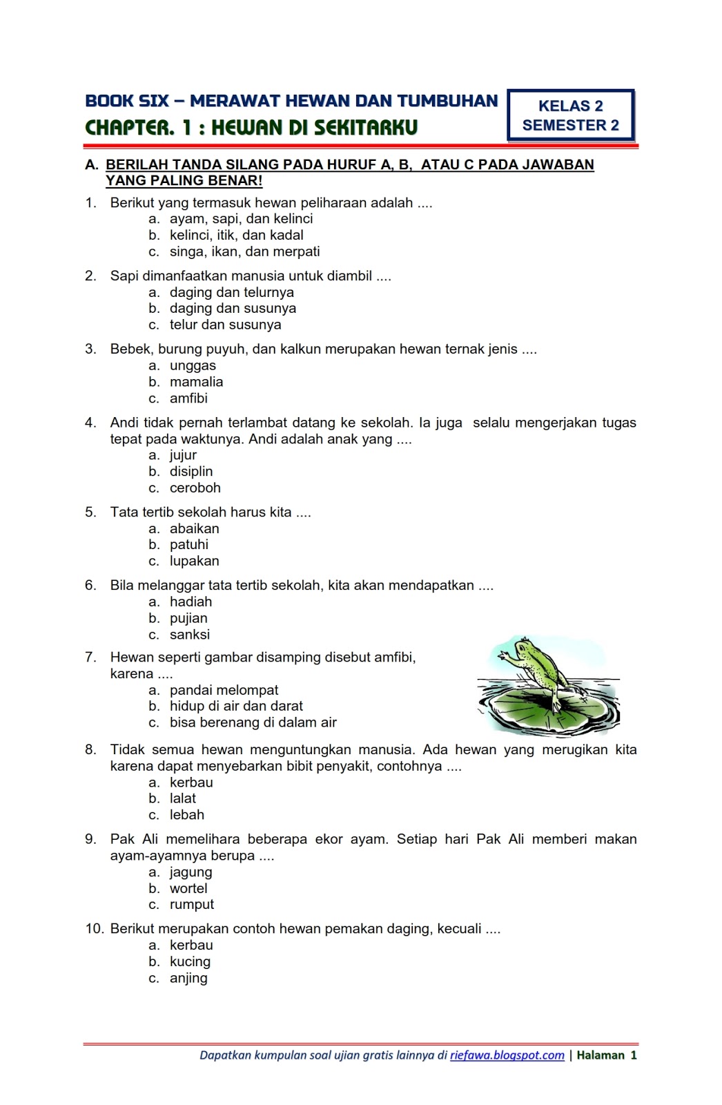 Detail Contoh Soal Hots Sd Kelas 2 Nomer 13