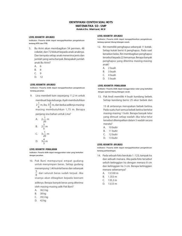 Detail Contoh Soal Hots Sd Kelas 3 Nomer 38