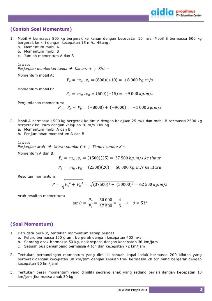 Detail Contoh Soal Hubungan Impuls Dan Momentum Nomer 37