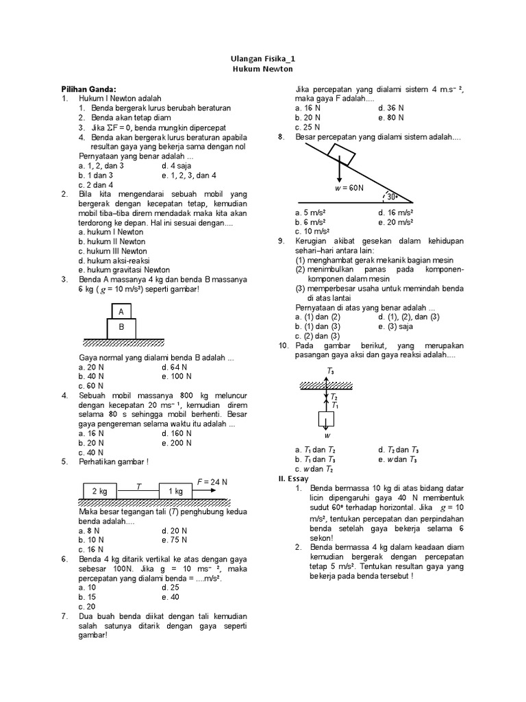 Detail Contoh Soal Hukum Newton 1 Nomer 19