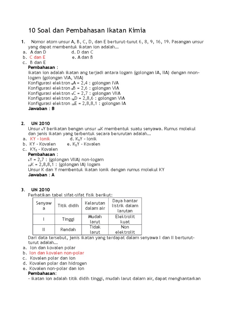 Detail Contoh Soal Ikatan Logam Nomer 14