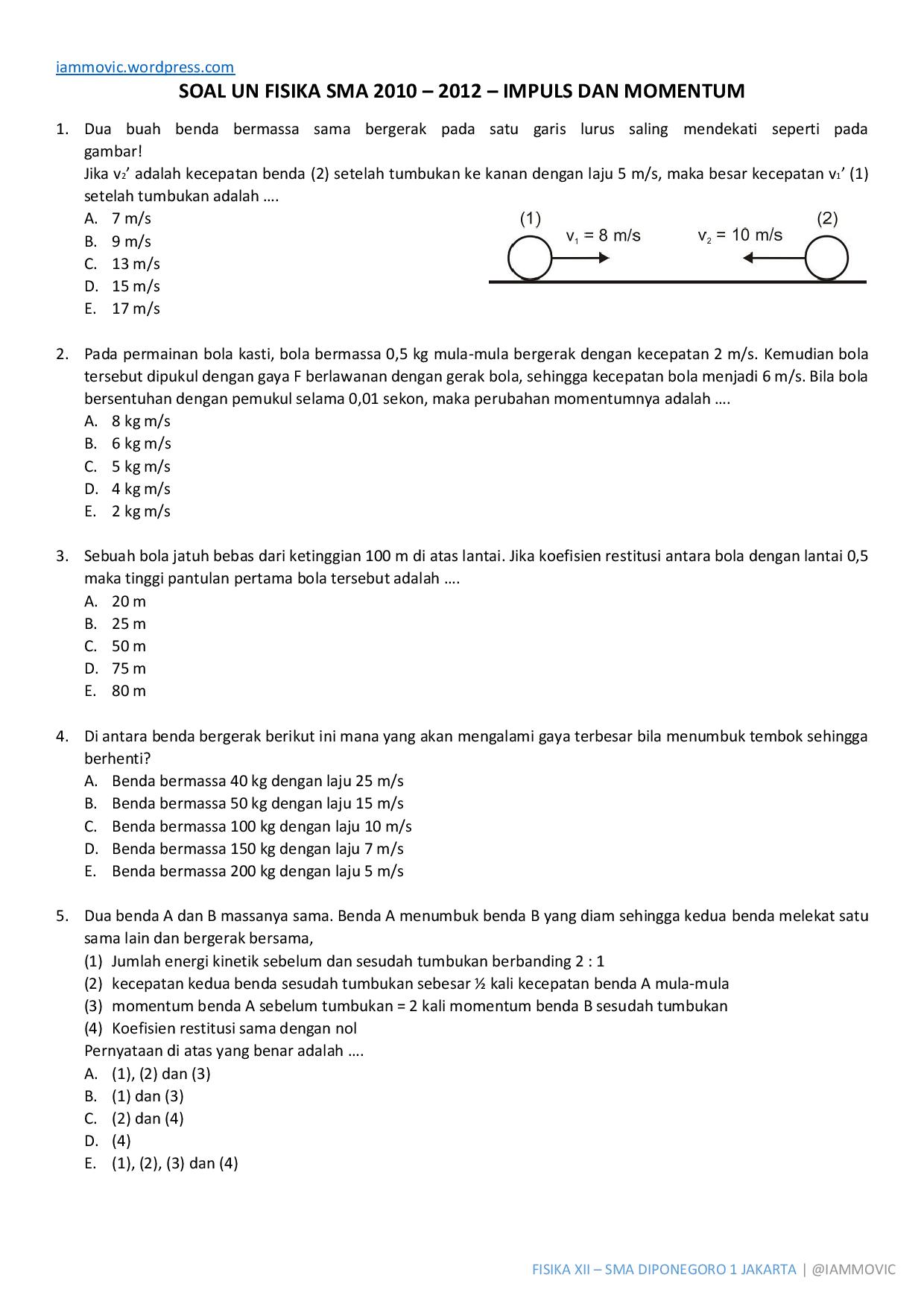 Detail Contoh Soal Impuls Nomer 21