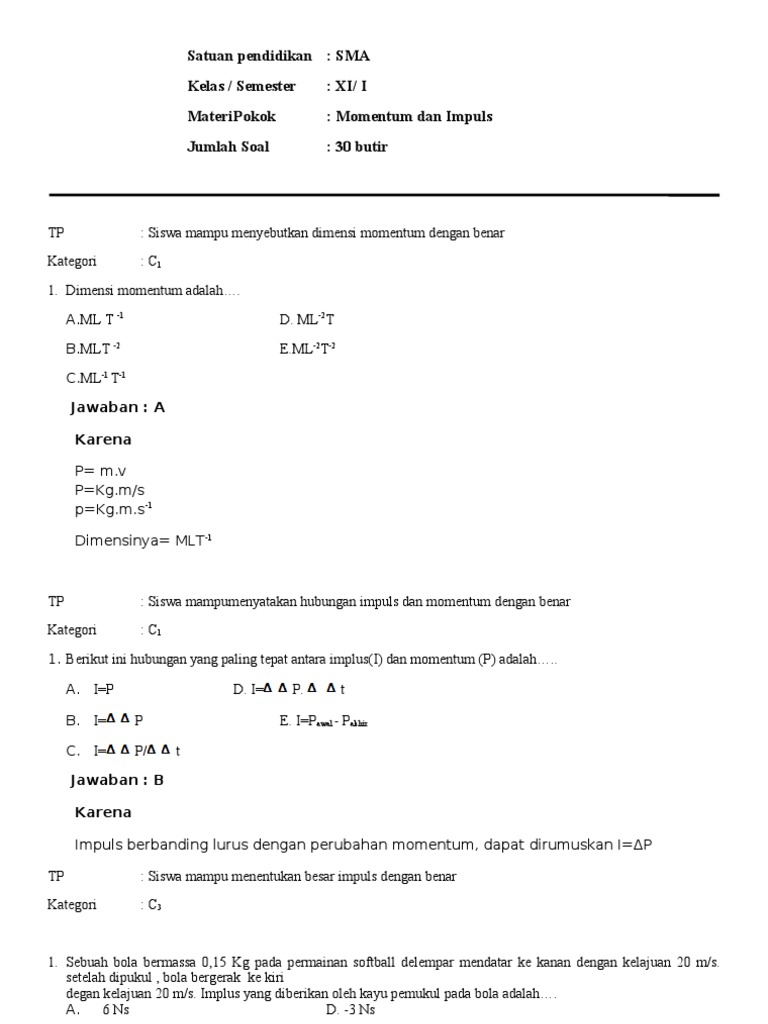 Detail Contoh Soal Impuls Nomer 5