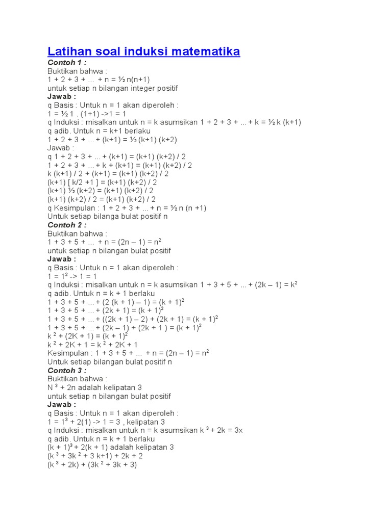 Detail Contoh Soal Induksi Matematika Nomer 9