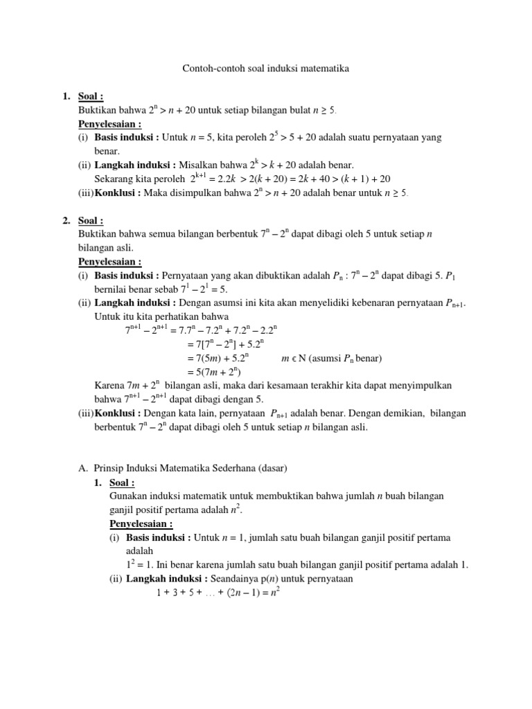 Detail Contoh Soal Induksi Matematika Sederhana Nomer 22