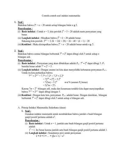 Detail Contoh Soal Induksi Matematika Sederhana Nomer 35