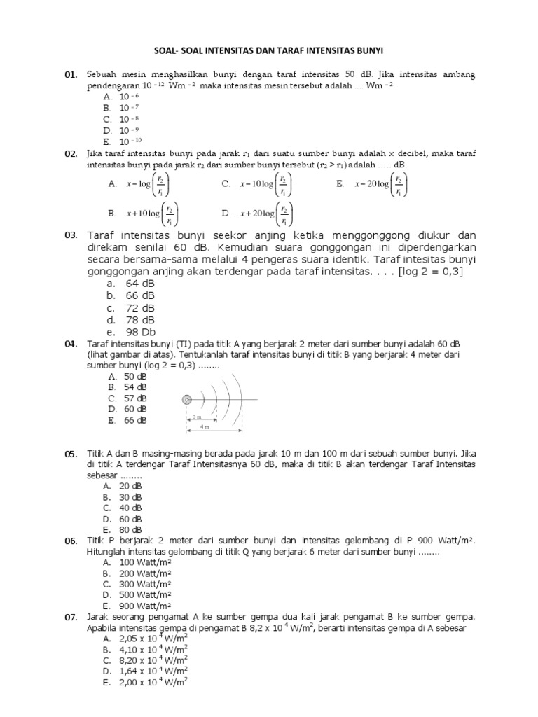 Detail Contoh Soal Intensitas Bunyi Nomer 32