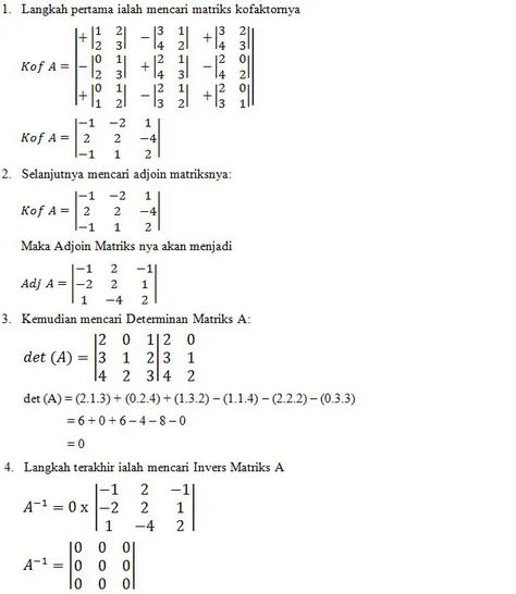 Detail Contoh Soal Invers Matriks 2x2 Nomer 14