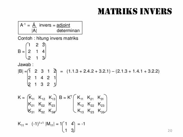 Detail Contoh Soal Invers Matriks 2x2 Nomer 24