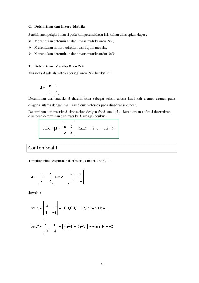 Detail Contoh Soal Invers Matriks Nomer 34