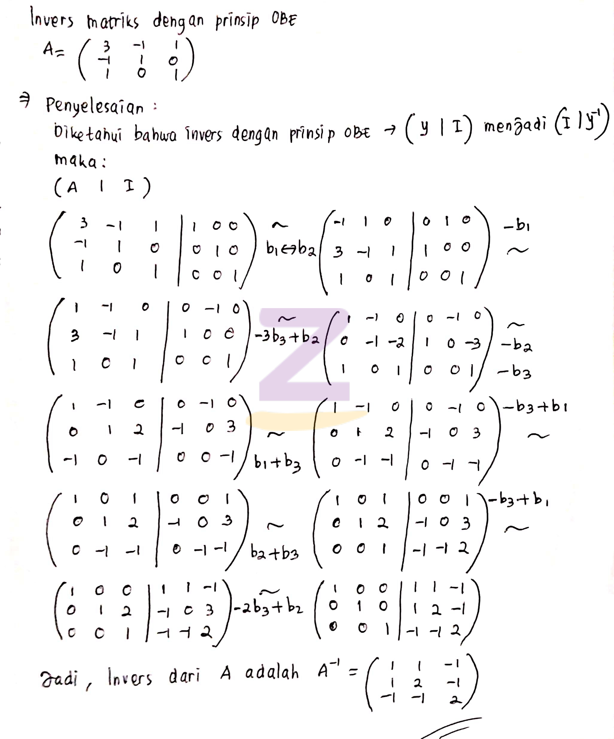 Detail Contoh Soal Invers Matriks Nomer 46