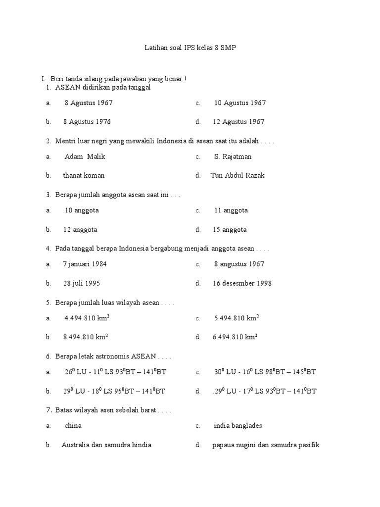 Detail Contoh Soal Ips Kelas 8 Semester 2 Nomer 14