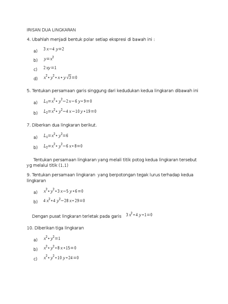 Detail Contoh Soal Irisan Nomer 50