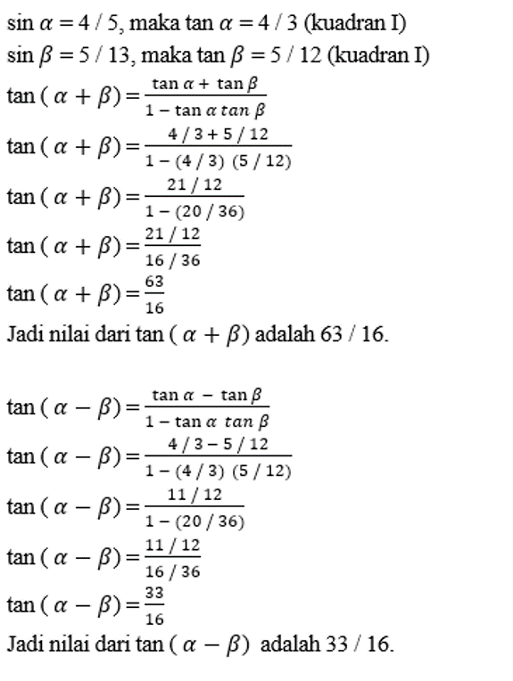 Detail Contoh Soal Jumlah Dan Selisih Dua Sudut Nomer 6