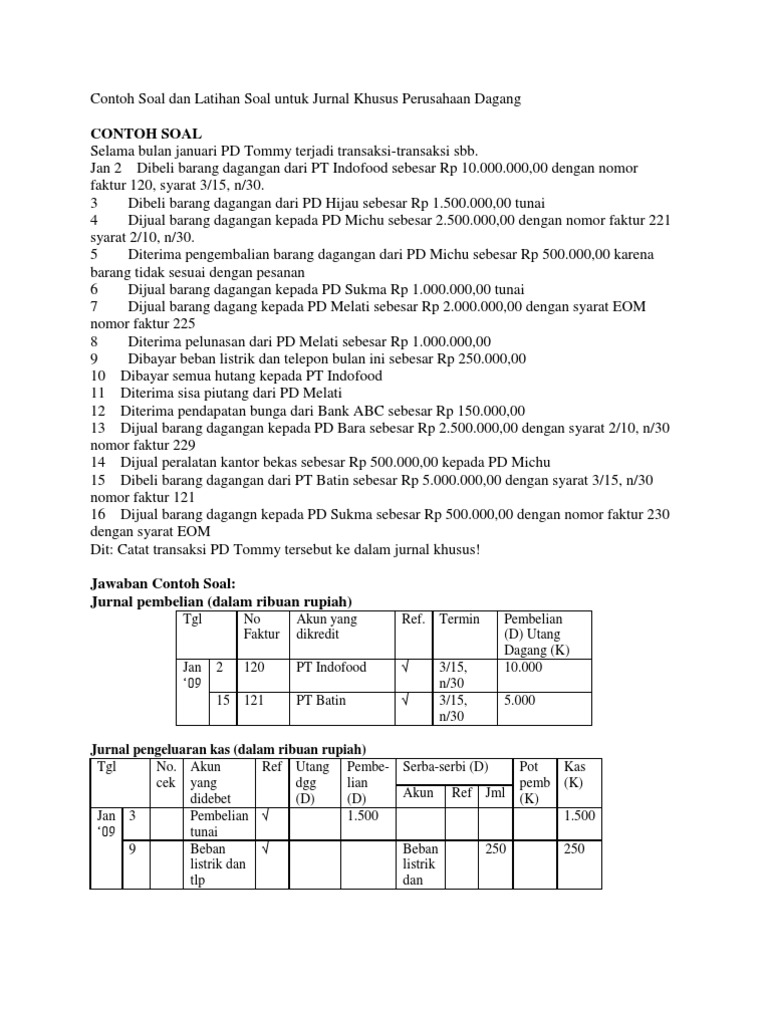 Detail Contoh Soal Jurnal Umum Nomer 30