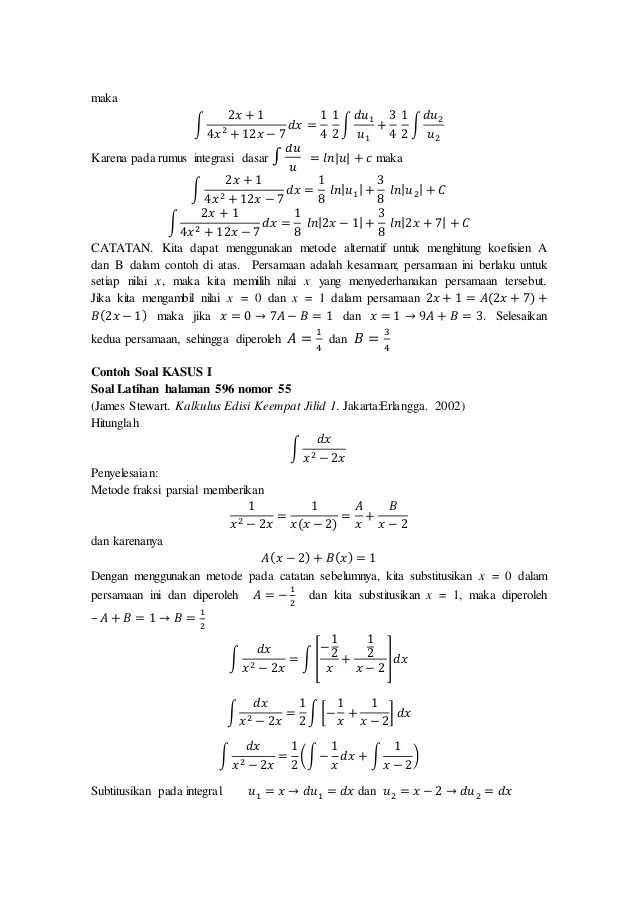 Detail Contoh Soal Kalkulus Integral Nomer 44