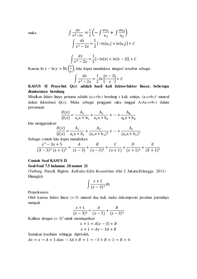 Detail Contoh Soal Kalkulus Integral Nomer 56