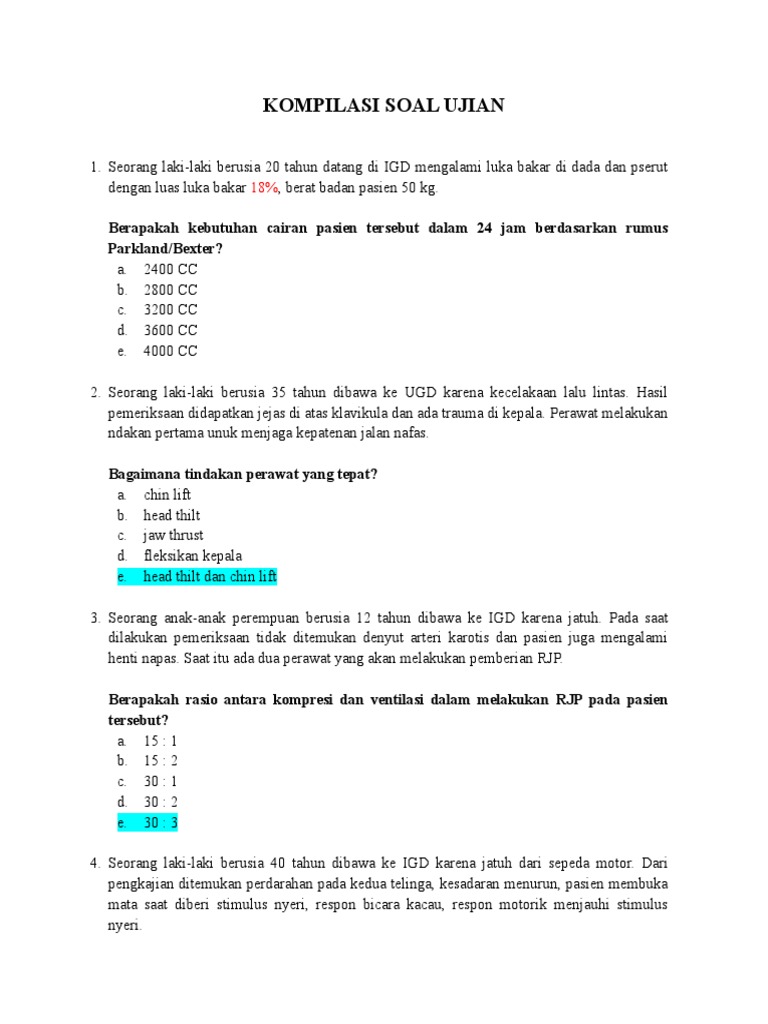 Detail Contoh Soal Kasus Cairan Dan Elektrolit Nomer 12