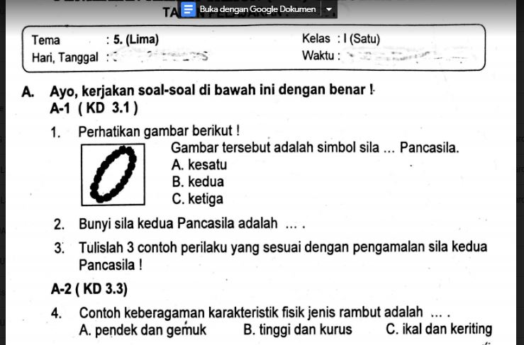 Detail Contoh Soal Kelas 1 Nomer 18