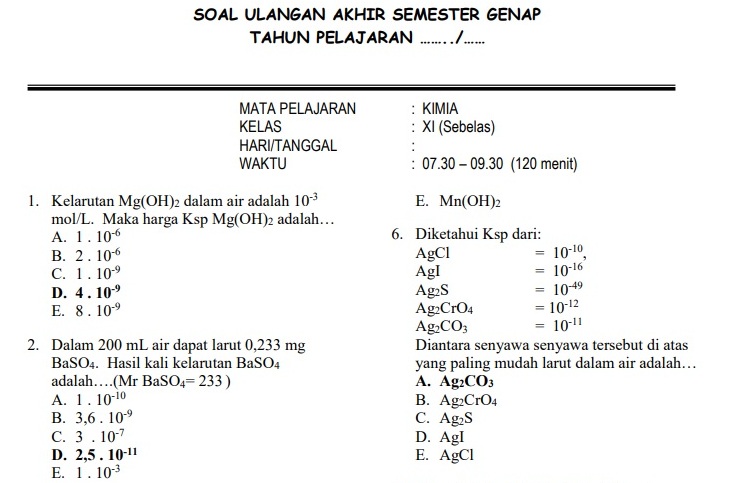 Detail Contoh Soal Kelas 11 Nomer 7