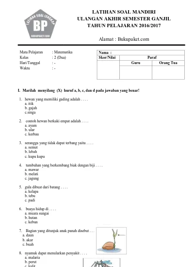 Detail Contoh Soal Kelas 2 Nomer 10