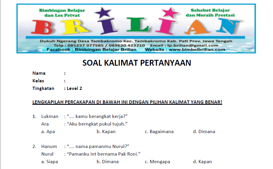 Detail Contoh Soal Kelas 2 Sd Nomer 34