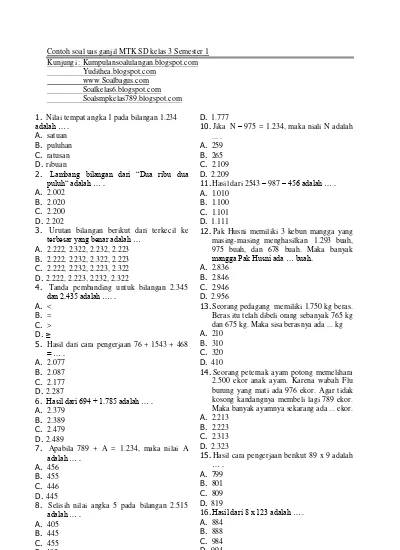 Detail Contoh Soal Kelas 3 Sd Nomer 3