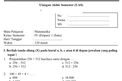 Detail Contoh Soal Kelas 4 Sd Nomer 8