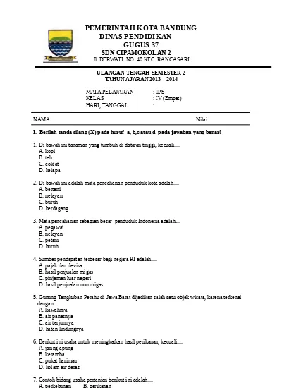 Detail Contoh Soal Kelas 4 Sd Nomer 9