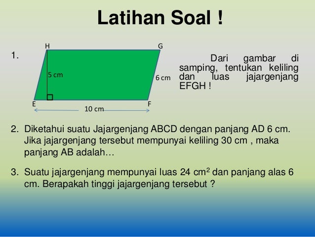 Detail Contoh Soal Keliling Jajar Genjang Nomer 33