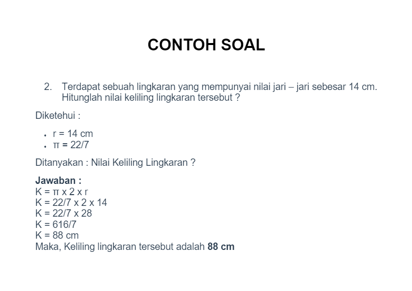 Detail Contoh Soal Keliling Lingkaran Nomer 45