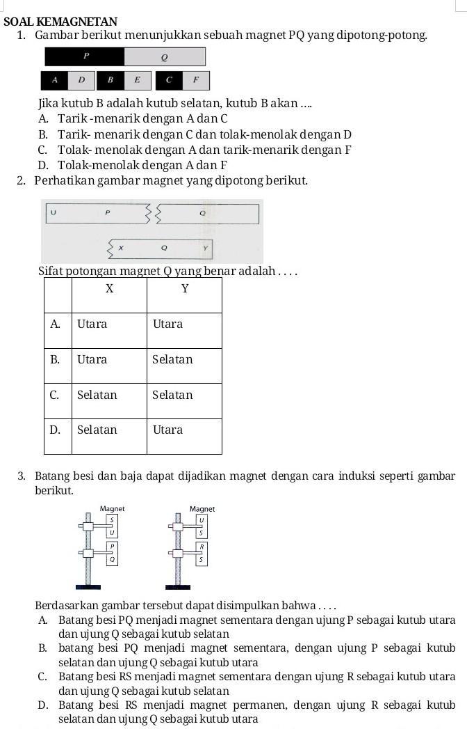 Detail Contoh Soal Kemagnetan Kelas 9 Nomer 2