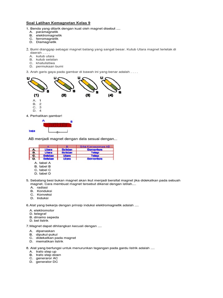 Detail Contoh Soal Kemagnetan Kelas 9 Nomer 3