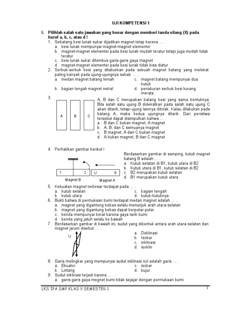 Detail Contoh Soal Kemagnetan Kelas 9 Nomer 31
