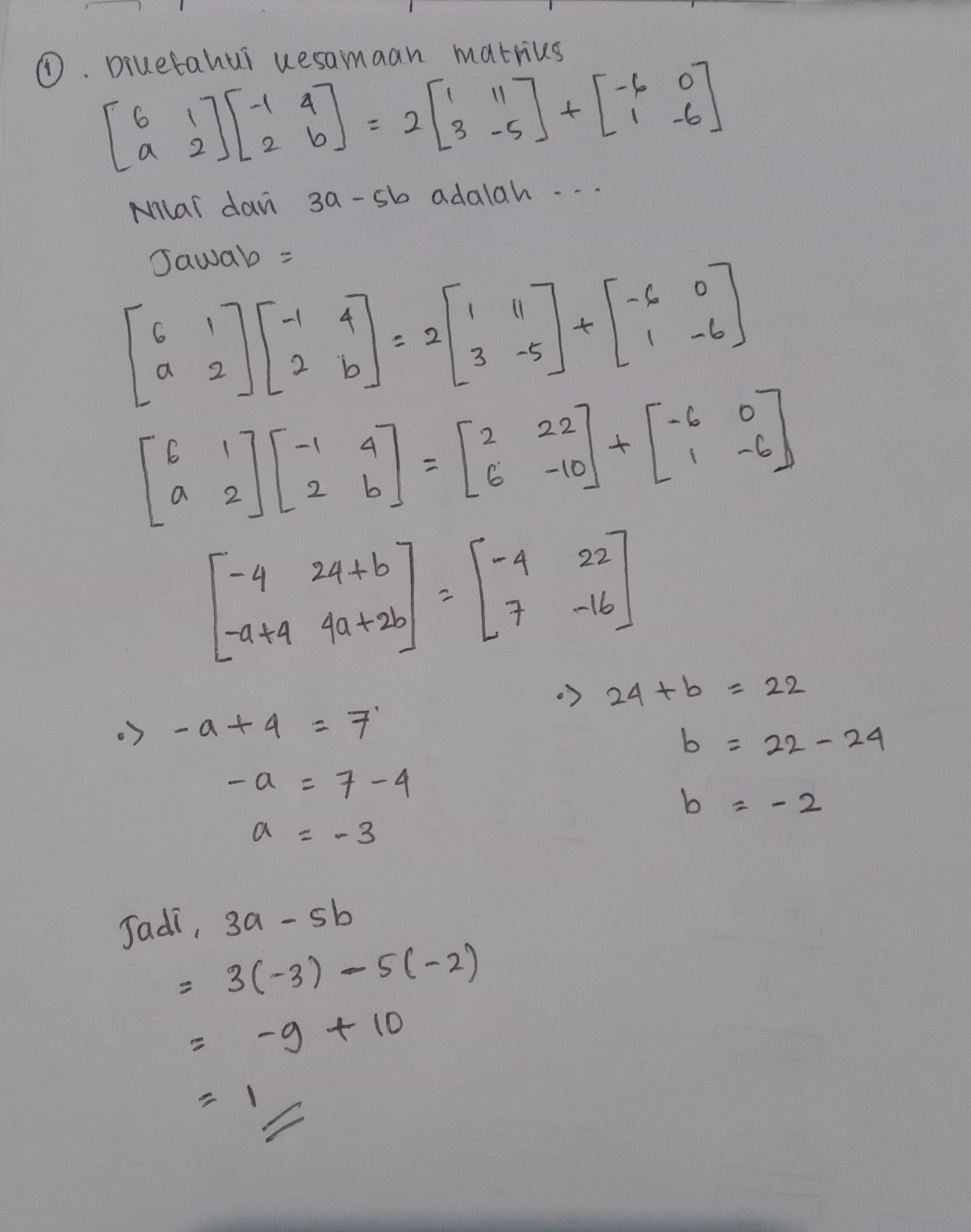 Detail Contoh Soal Kesamaan Matriks Nomer 13
