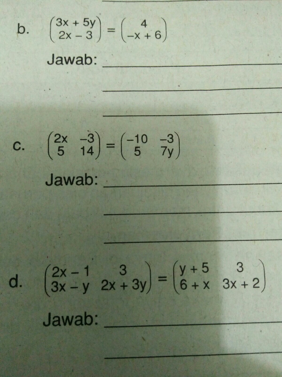 Detail Contoh Soal Kesamaan Matriks Nomer 17