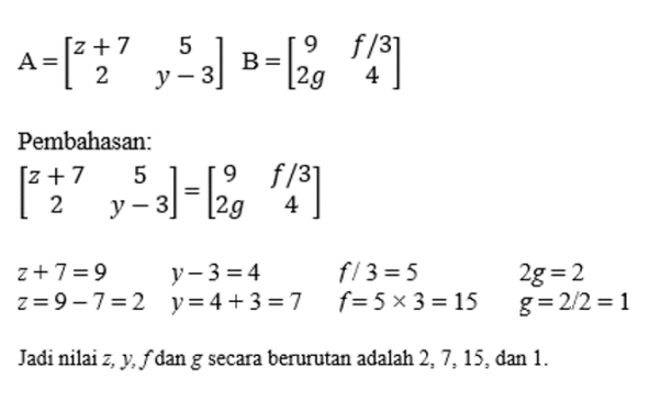 Detail Contoh Soal Kesamaan Matriks Nomer 23