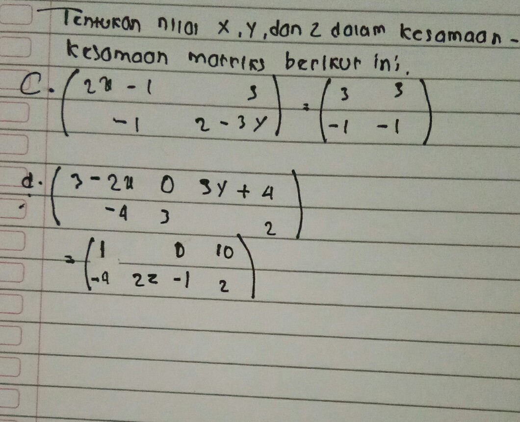 Detail Contoh Soal Kesamaan Matriks Nomer 26