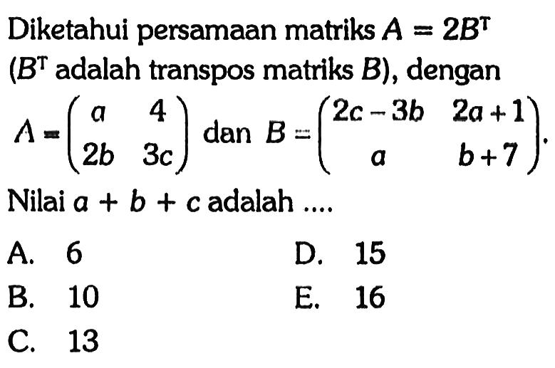 Detail Contoh Soal Kesamaan Matriks Nomer 36