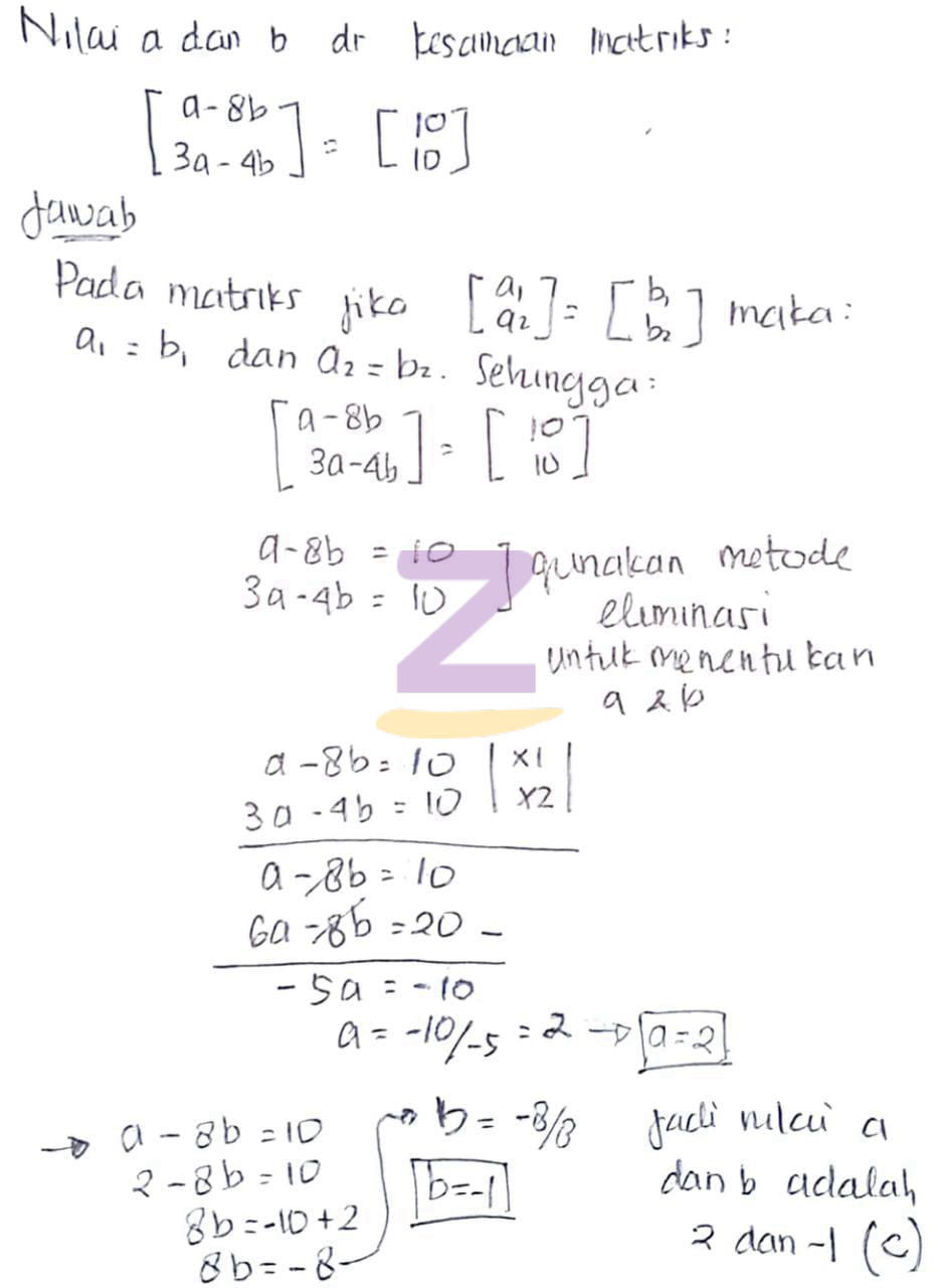 Detail Contoh Soal Kesamaan Matriks Nomer 41