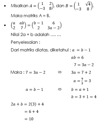 Detail Contoh Soal Kesamaan Matriks Nomer 46