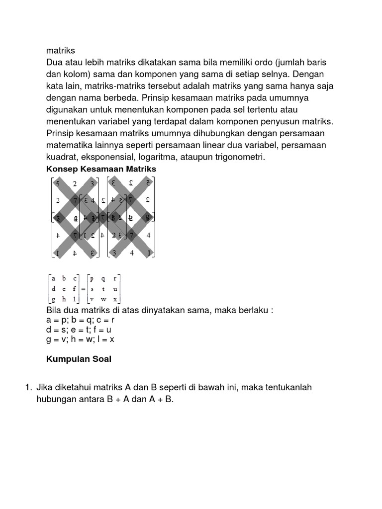 Detail Contoh Soal Kesamaan Matriks Koleksi Nomer