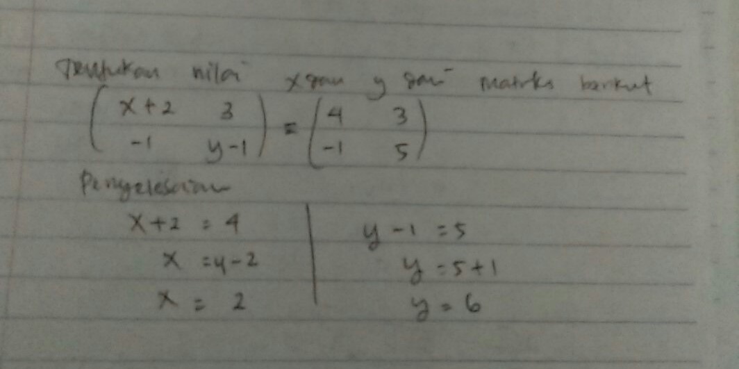 Detail Contoh Soal Kesamaan Matriks Nomer 9